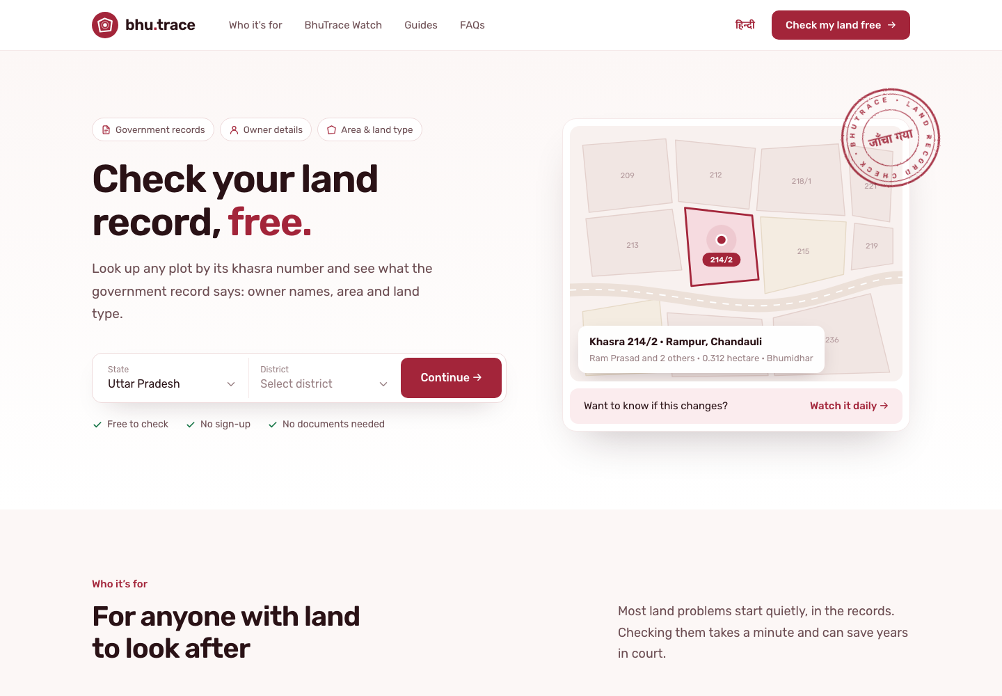 BhuTrace website preview